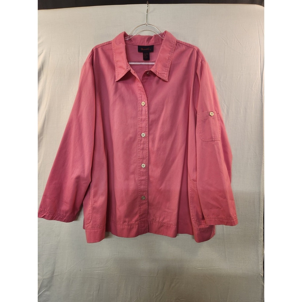Denim & Co. Women's Hot Pink Button-Up Shirt  Size 2X Casual Workwear Office‎